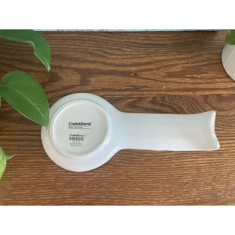 Crate & Barrel Eve Ceramic Spoon Rest Christmas Holly Berry Holiday Kitchen